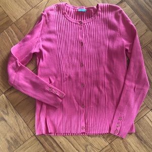 J. McLaughlin Pink Ribbed Cardigan Sweater Woman’s Medium